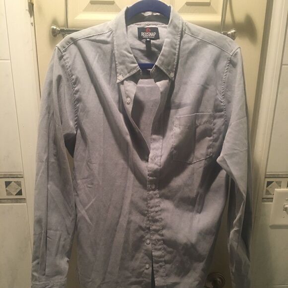 Men’s Button Up Blue Grey Shirt - Picture 1 of 2